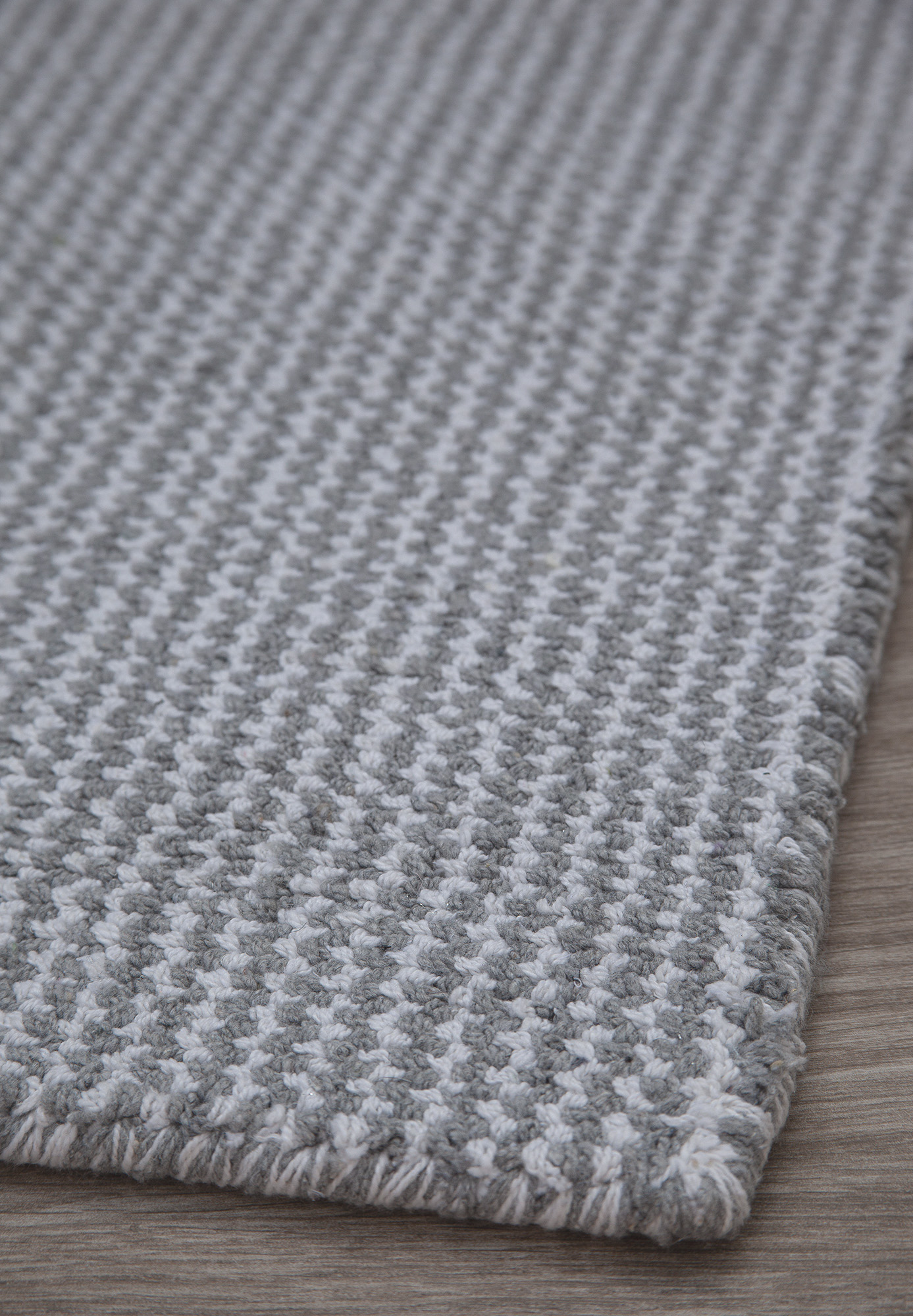 Crossweave Grey/White Eco Cotton Loom-Hooked Rug - Hook & Loom Crossweave Grey/White Eco Cotton Loom-Hooked Rug - Hook & Loom