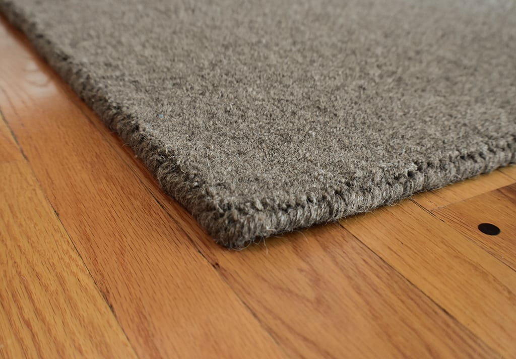 Natural Wool Loom Hooked Rug- Solid Light Grey - Hook & Loom