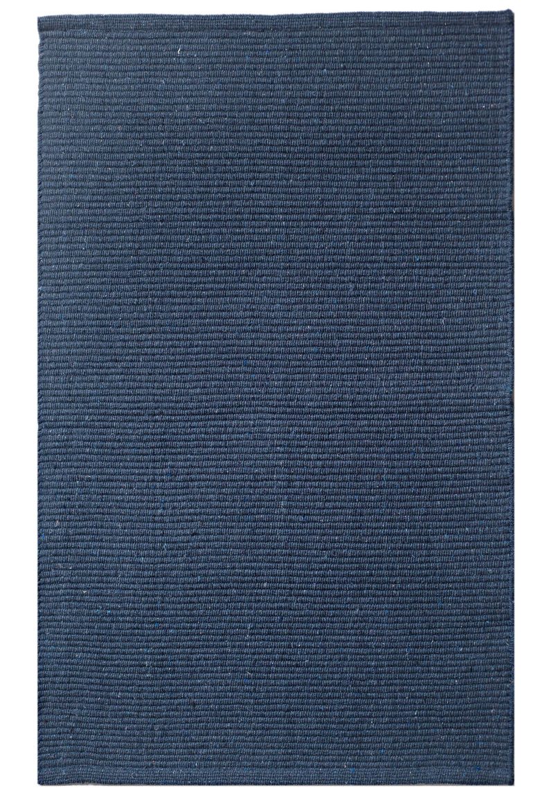 Solid Navy Blue Flatweave Eco Cotton Rug_020