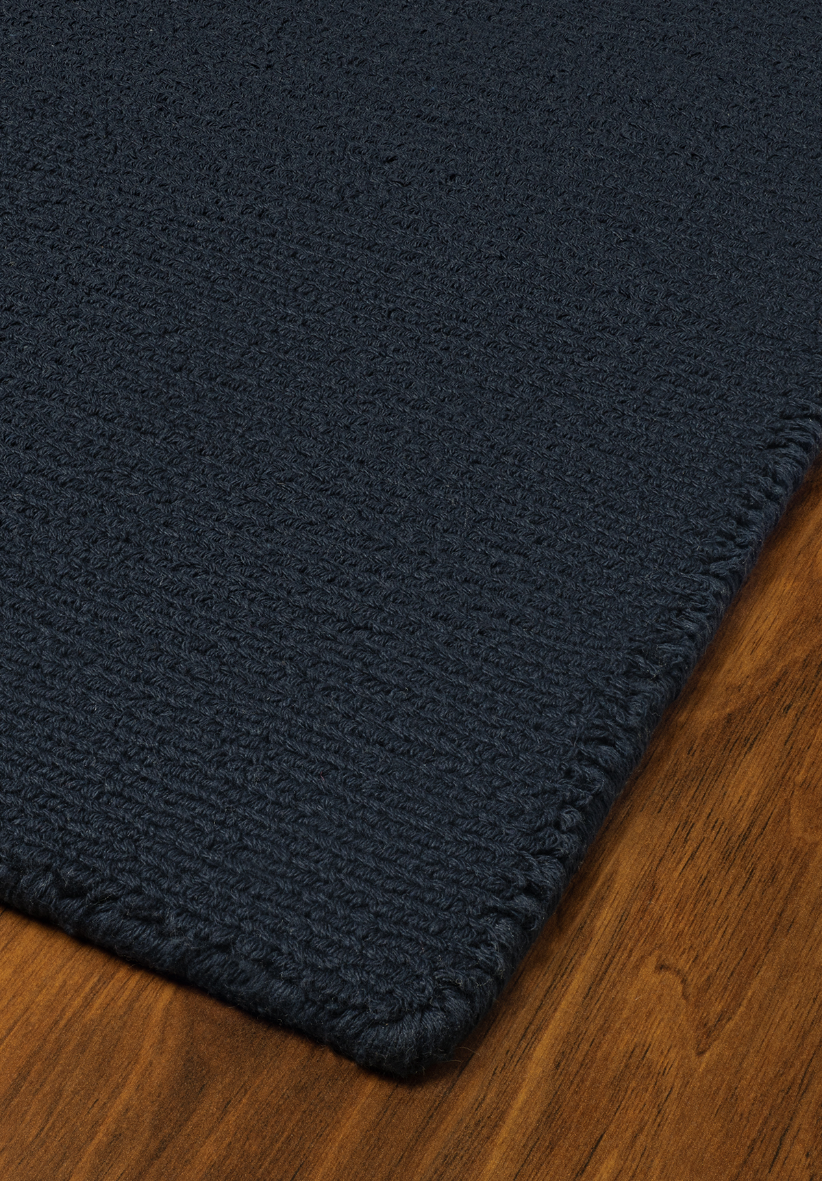 Loom Hooked Solid Navy Blue Eco Cotton Rug - Hook & Loom